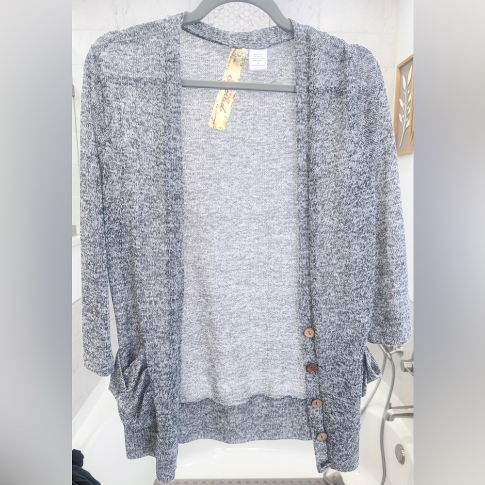 Heathered Gray Cardigan Sweater